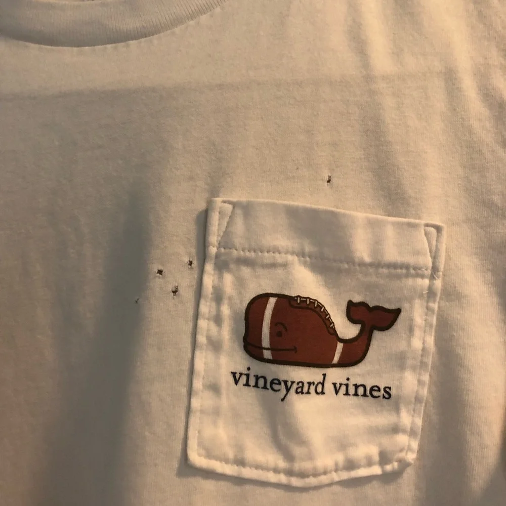 Vineyard Vines White Long Sleeve Tee with Brown Whale - Picture 3 of 6